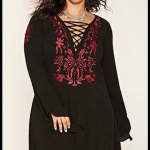 Forever 21 Plus Size Lace-Up Peasant Dress dress